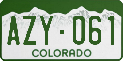 CO license plate AZY061