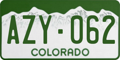CO license plate AZY062