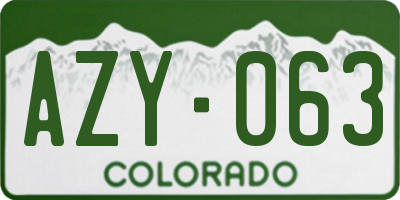 CO license plate AZY063