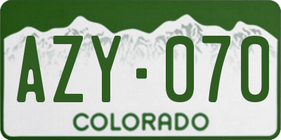 CO license plate AZY070