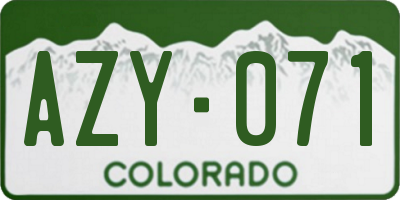 CO license plate AZY071