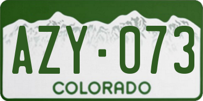 CO license plate AZY073