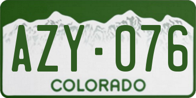 CO license plate AZY076