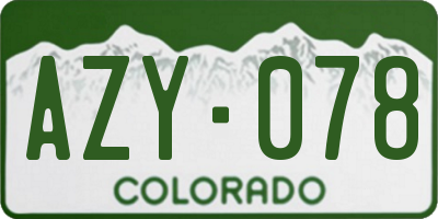 CO license plate AZY078