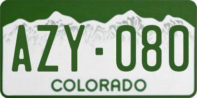 CO license plate AZY080