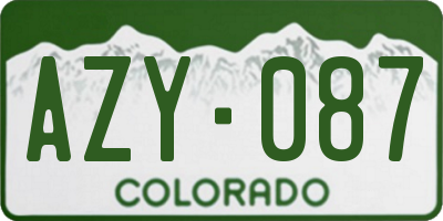 CO license plate AZY087