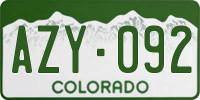 CO license plate AZY092