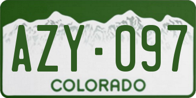 CO license plate AZY097