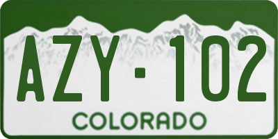 CO license plate AZY102