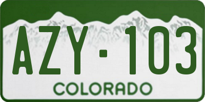 CO license plate AZY103