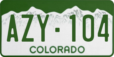 CO license plate AZY104