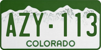 CO license plate AZY113