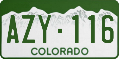 CO license plate AZY116