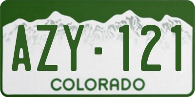 CO license plate AZY121