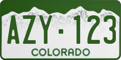 CO license plate AZY123