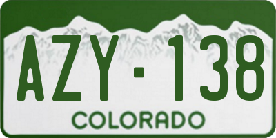 CO license plate AZY138