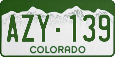 CO license plate AZY139