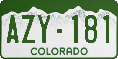 CO license plate AZY181