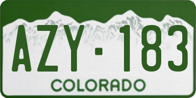 CO license plate AZY183