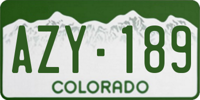 CO license plate AZY189