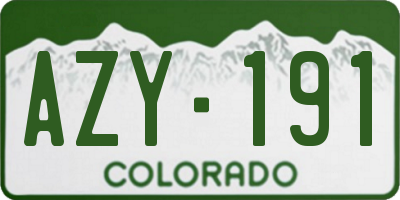 CO license plate AZY191