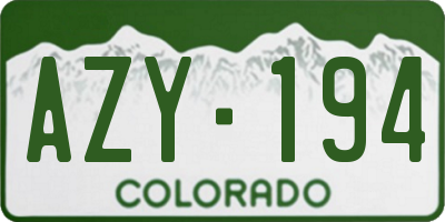 CO license plate AZY194