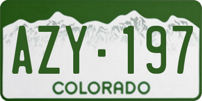 CO license plate AZY197