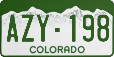 CO license plate AZY198