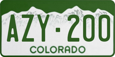 CO license plate AZY200