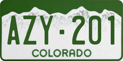 CO license plate AZY201