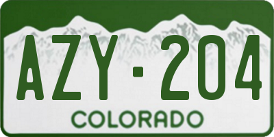 CO license plate AZY204