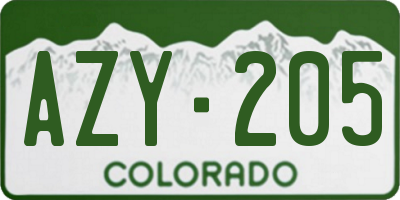 CO license plate AZY205