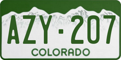 CO license plate AZY207