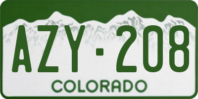 CO license plate AZY208