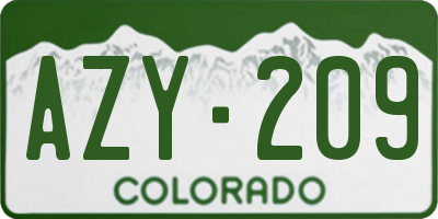 CO license plate AZY209