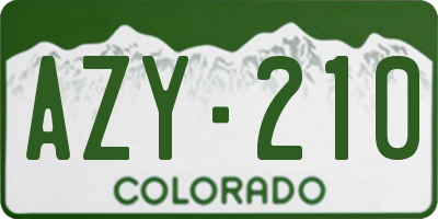 CO license plate AZY210