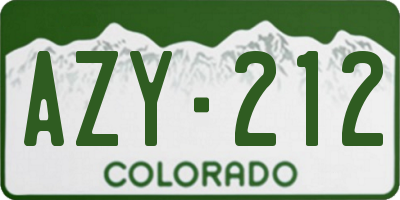 CO license plate AZY212