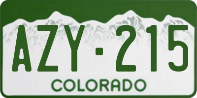 CO license plate AZY215