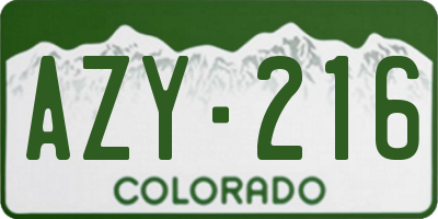 CO license plate AZY216