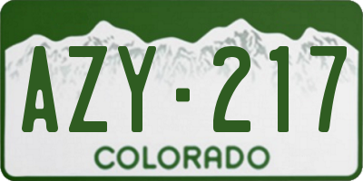 CO license plate AZY217