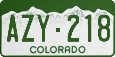 CO license plate AZY218