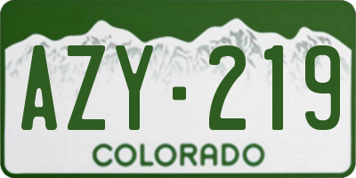 CO license plate AZY219