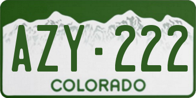 CO license plate AZY222