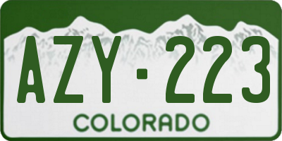 CO license plate AZY223