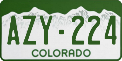 CO license plate AZY224