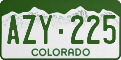 CO license plate AZY225