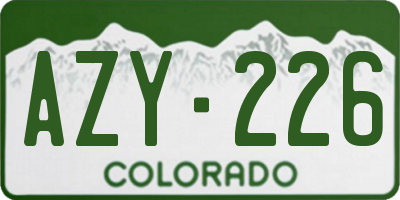 CO license plate AZY226