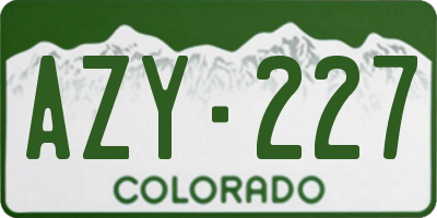 CO license plate AZY227