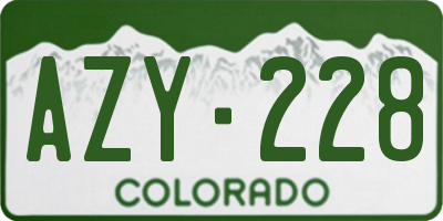 CO license plate AZY228