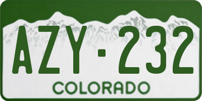 CO license plate AZY232